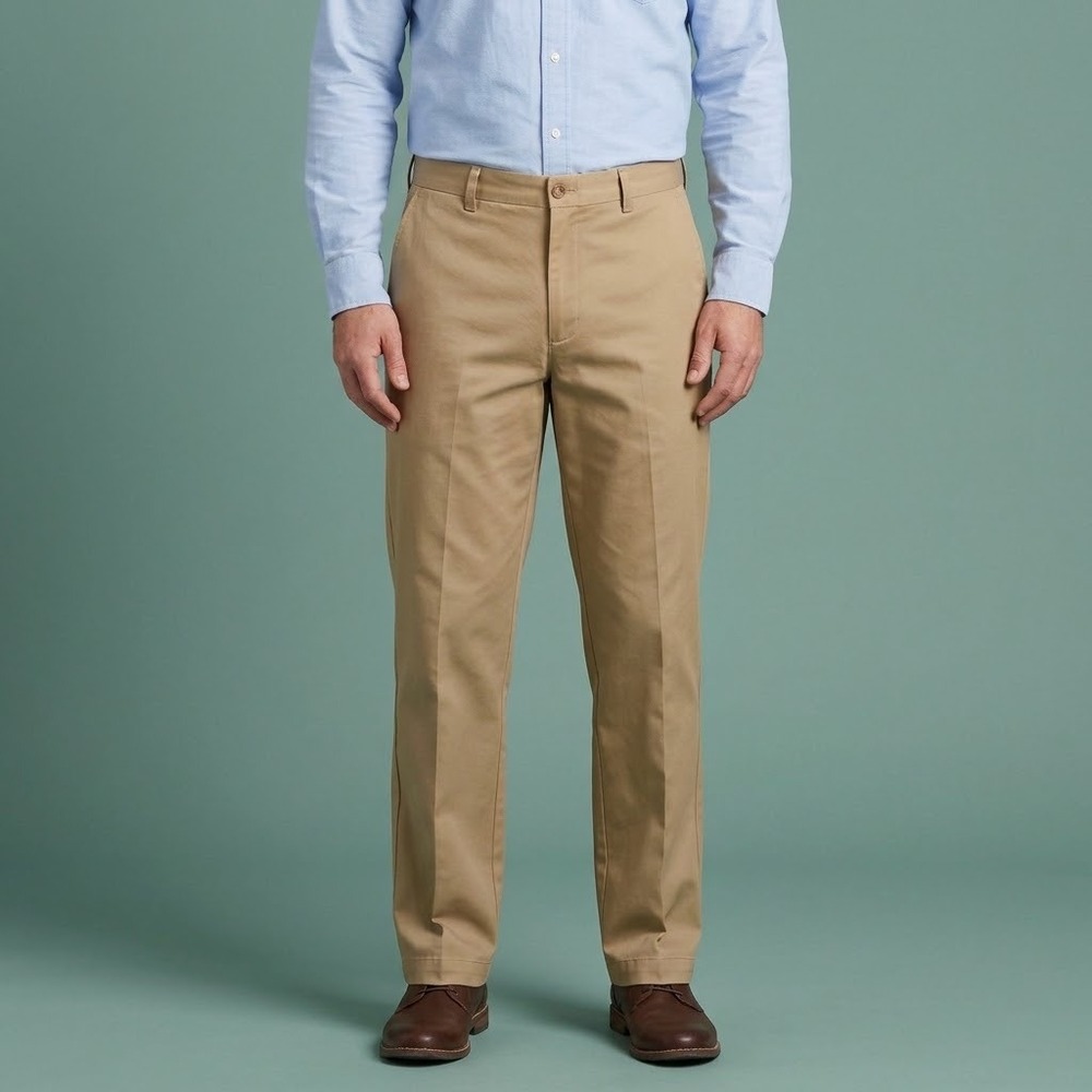 L.L.Bean Classic Fit‎ Chinos Mens 37x29 Khaki Cotton Trousers 212330 EUC